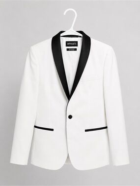 Opposuits teenager White Tuxedo Blazer with Black Trim size 16
